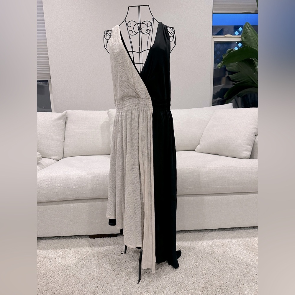 Asymmetrical dress.